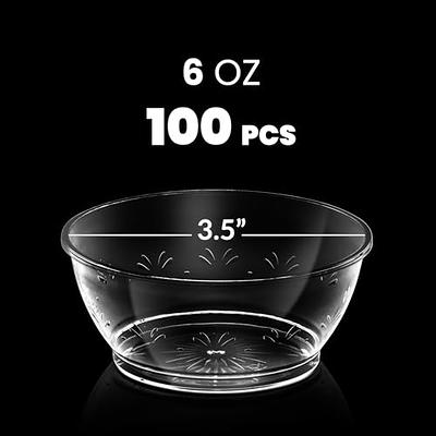 Plasticpro 100 Pcs White Plastic Bowls 5 oz Premium Quality Light Weight Dishes Disposable Small Plastic Bowls for Dessert Appetizers Soups for