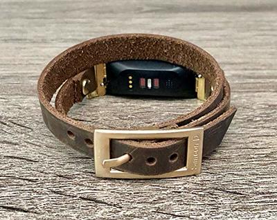 Double Wrap Vintage Brown Leather Band for Fitbit Inspire 2