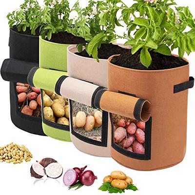 4 Pack 10 Gallon Potato Growing Bags with Flap Potato Grow Bags Garden  Plants Growing Bag with Durable Handle Thickened Nonwoven Potato Growing