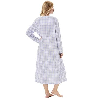 Keyocean Cotton Plaid Women Nightgowns, Soft Warm Comfortable Lightweight  Long Sleeves Ladies Nightdress, Blue Plaid, Medium - Yahoo Shopping