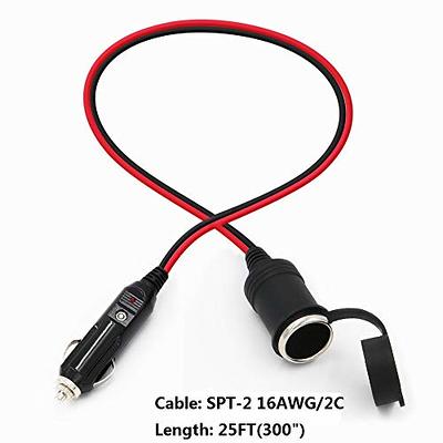 25FT Cigarette Lighter Extension Cord 25FT - Male Plug to Female Socket  16AWG Heavy Duty Extension Cable with LED Lights Power for Tire Pump, Air  Compressor - Yahoo Shopping