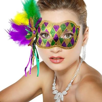  SIQUK Couple Masquerade Masks Sequins Venetian Party Mask  Plastic Halloween Costume Mask Rhinestone Mardi Gras Mask for Couples Women  and Men : Clothing, Shoes & Jewelry