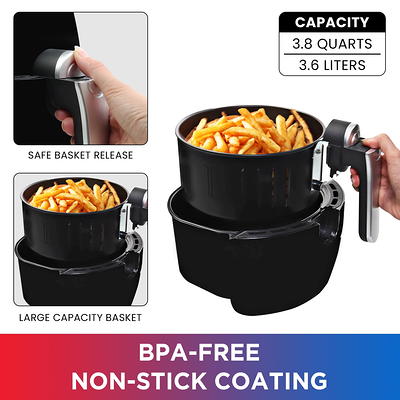 Costway 5.3 QT Electric Hot Air Fryer 1700W Stainless steel Non-Stick Fry  Basket - Black/Silver