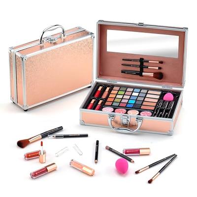  3C4G THREE CHEERS FOR GIRLS - Pink and Gold Hard Case Makeup  Storage Set - Kids Makeup Kit for Girls and Teens - Includes Storage Case,  5 Eyeshadows, 1 Blush, 2