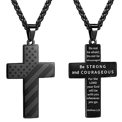 The Black Bow Black Plated Stainless Steel Blue Carbon Fiber Cross Necklace,  24 Inch - Walmart.com