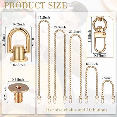  24 Pcs Purse Chain Strap D Ring Rivets Set Flat Purse Strap  Extender Replacement Crossbody Chain Metal D Ring Stud Screw Post Head  Buttons Handbag Chains Accessories for DIY Shoulder Bag (