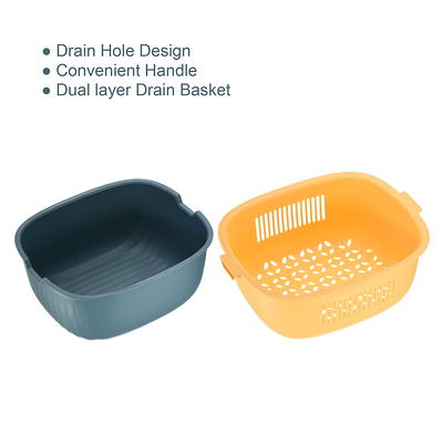 Unique Bargains Kitchen Strainer Colander Bowl Set Vegetable