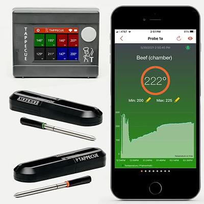 NutriChef Smart Bluetooth BBQ Thermometer - Upgraded Stainless Probe Safe  to Leave in Grill, Outdoor Barbecue or Meat Smoker - Wireless Remote Alert  iOS Android Phone WiFi App - PWIRBBQ40 - Yahoo Shopping