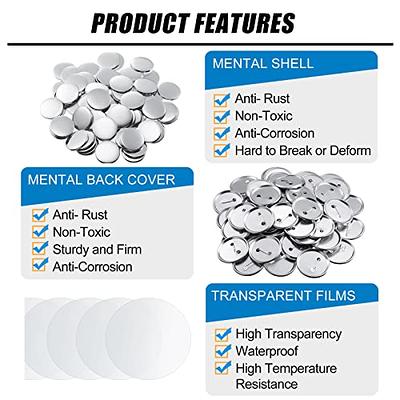 150 Pcs Round Button Parts Blank Button Making Supplies Metal Button Badge  Sets for Button Maker Machine, Include Metal Shells Metal Back Cover Clear  Film Components (Silver, 37 mm/ 1.46 Inch) - Yahoo Shopping