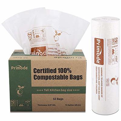 SUPERBIO 13 Gallon Compostable Handle Tie Trash Bags, 30 Count, 2 Pack,  Leakage Proof Tall Kitchen Garbage Bags Certified by BPI and OK Compost  Home