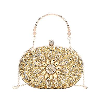 Women's Evening Bag Gold Clutch Bags Crystal Beaded Rhinestone