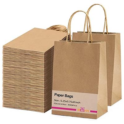 10X5X13 - 50 Pcs - Brown Kraft Paper Bags, Shopping, Mechandise, Party, Gift