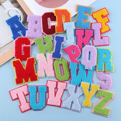 26 Piece Chenille Letter Iron on Patches Sew On Chenille Varsity AZ Patches  Alphabet Patches Letter Patches for DIY Supplies (Fresh Style, 2.8 Inch)