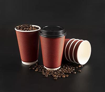 Comfy Package [50 Sets - 12 oz.] Insulated Ripple Paper Hot Coffee Cups  With Lids