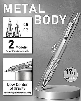 Four Candies 3pcs 2mm Mechanical Pencils with Case, Artist Lead Pencil Metal Lead Holder with 120 Graphite Lead Refills(HB 2H 2B 4b Color), 4