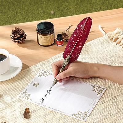 Karhood Feather Quill Pen and Ink Set - Antique Calligraphy Dip