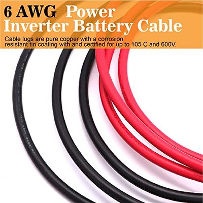 6 Gauge 6 AWG 20 Feet Black + 20 Feet Red Welding Battery Pure Copper  Flexible Cable Wire - Car, Inverter, RV, Solar