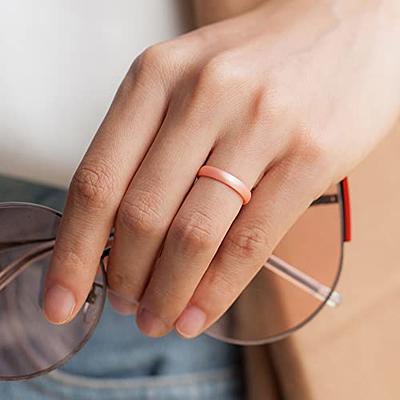 Thin Stackable Women Silicone Rings Band 3mm Wedding Band