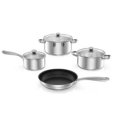 Chantal Induction 21 Steel 2.5 qt. Stainless Steel Pour-Spout Sauce Pan in  Brushed Stainless Steel with Strainer Glass Lid SLIN35-P18 - The Home Depot