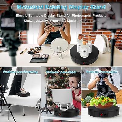 Rotating Display Stand, 360 Degree Rotation Rotation Speed and Angle Adjustable Display Turntable for Photography, Video, Product Display Black