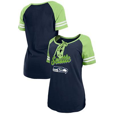 Men's Starter College Navy/Neon Green Seattle Seahawks Enforcer Satin  Varsity Full-Snap Jacket 