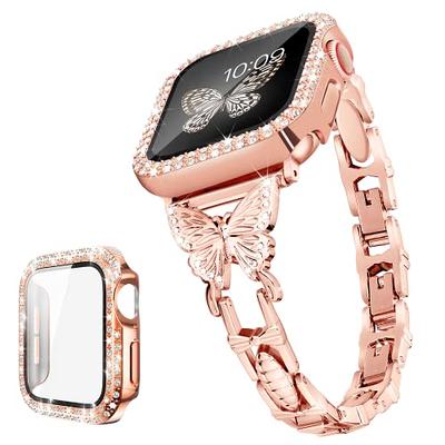 VISOOM Gold Bracelet Compatible for Series 9/8 Gold Apple Watch Band  41mm/40mm/38mm Series 7/SE Women Dressy Luxury Wristband Jewelry Metal  Watch