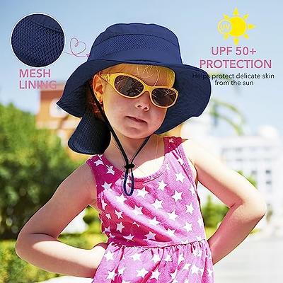 Kids Sun Hat with Neck Flap for Girls Boys, Wide Brim UV Protection UPF50+ Beach  Hat with Adjustable Chin Strap 2-9 Years Blue - Yahoo Shopping