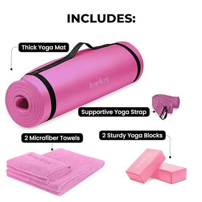 HemingWeigh pink yoga mat set, yoga kit, 1/2 Inch Thick yoga mat pink style  with pink accessories - Yahoo Shopping