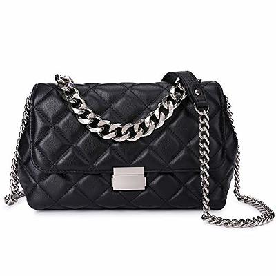  DORIS&JACKY Leather Quilted Shoulder Handbags Classical  Crossbody Purse with Metal Chain black : Clothing, Shoes & Jewelry