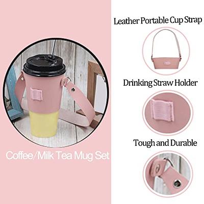 Coffee Sleeves Reusable Leather Coffee Cup Holder With Handle