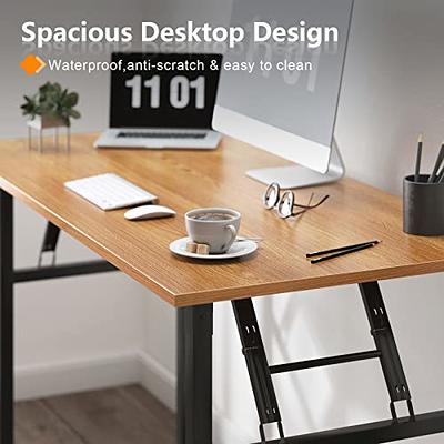 Need Folding Desk Small Desk 31 1/2 No Assembly Foldable Computer Desk for  Small Space/Home Office/Dormitory,Teak&Black Frame