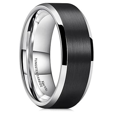 Laser Engraved Anchor Ring - Mens Black Wedding Rings Gray