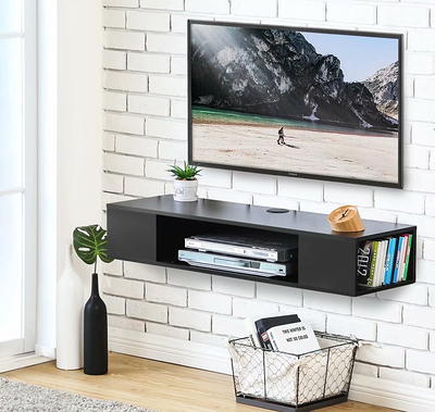 FITUEYES Floating Wall Mounted Media Console Floating TV Stand Component AV  Shelf Black - Yahoo Shopping