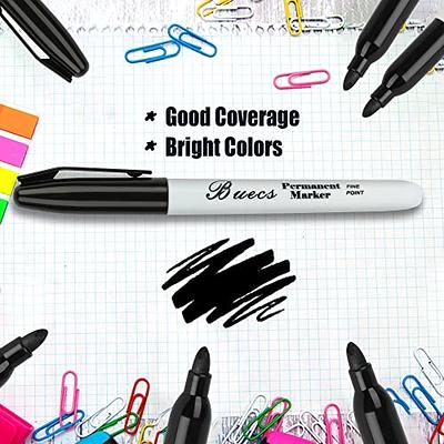 Buecs Permanent Markers, 128 Count Black Permanent Markers, Fine