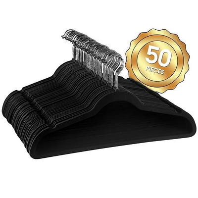 Smartor Velvet Hangers 50 Pack, Black Felt Hangers Non Slip with