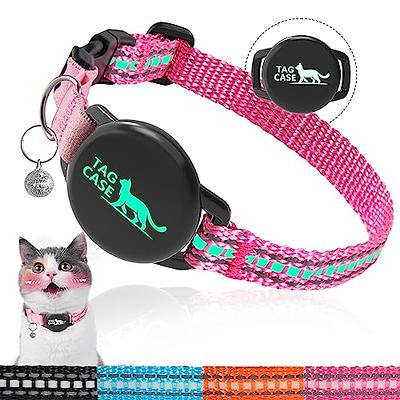 Waterproof Silicone Case for AirTag Adjustable Pet Collar GPS Cat Collar  with Tassel / Film - Pink Wholesale