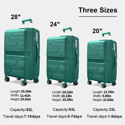 Travelhouse 3 Piece Luggage Set Hardshell Lightweight Suitcase with TSA  Lock Spinner Wheels 20in24in28in.(Black)