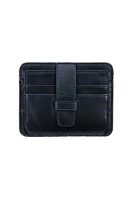 Minimalist Front Pocket Wallet and Credit Card Holder Black / Pebble Leather / M