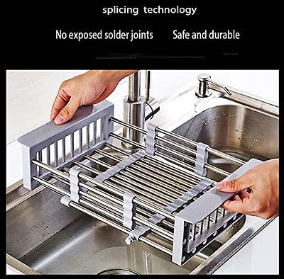 Retractable Stainless Steel Drain Basket Kitchen Sink Drain Rack Bowl  Tableware Plate Storage Holder Dish Drying Rack Drainer