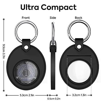 Silicone Holder for AA Medallion or Coin and AirTag Case Sober Gift  Keychain Recovery Chip Waterproof Soft Stand with Stainless Steel Ring  (Black) - Yahoo Shopping