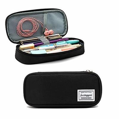 ANGOOBABY Small Pencil Case Student Pencil Pouch Coin Pouch Cosmetic Bag  Office Stationery Organizer for Teen School - Black