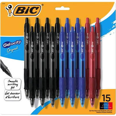 BIC Gel-ocity Retractable Quick Dry Gel Pen, Medium Point (0.7mm), Black,  Comfortable Full Grip, 4-Count for School - Yahoo Shopping