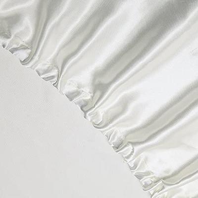 Vonty Satin Sheets Full Size Silky Soft Satin Bed Sheets Ivory