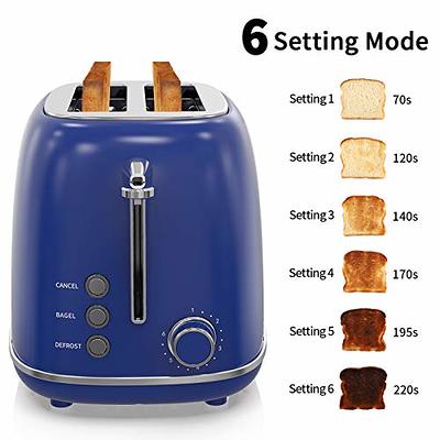 Keenstone 2-Slice Retro Stainless Steel Toaster with 6 Bread Shade Settings