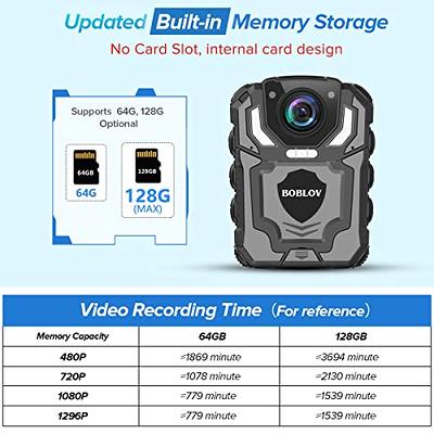 CAMMHD F6-64GB 4K Body Camera, 3400mAh Battery Work 12-14Hours,Waterproof  IP 68 Body Cameras with Audio and Video Recording H.265 Video Code Police