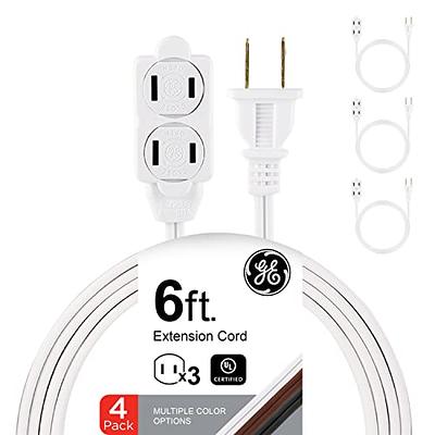 GE 2' Extension Cord with 6 Outlet Power Strip White