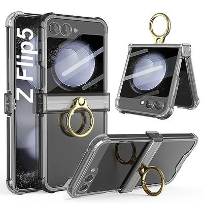 For Samsung Galaxy Z Flip 5 Clear Case With Ring & Screen Protector,  Anti-fall Shockproof Protective Phone Cover Case Z Flip 5 Case