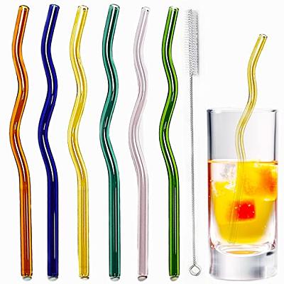 Shatter Resistant Pink Glass Straws - 8 Pack of Reusable 10 Inch Drinking  Straws with 4 Cleaning Brushes