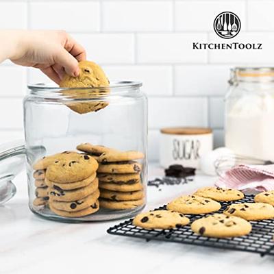 1 Gallon Glass Cookie Jar - Large Food Storage Container with Airtight Lid  - Keep Fresh Flour, Chewy