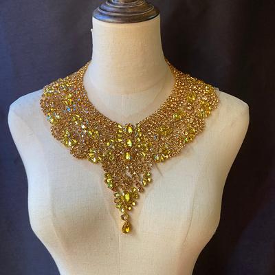  Gold Rhinestone Applique with Fringe and Chains for Dress Body  Jewelry with Fringe Crystal Embellishment for Couture (Color : Silver)